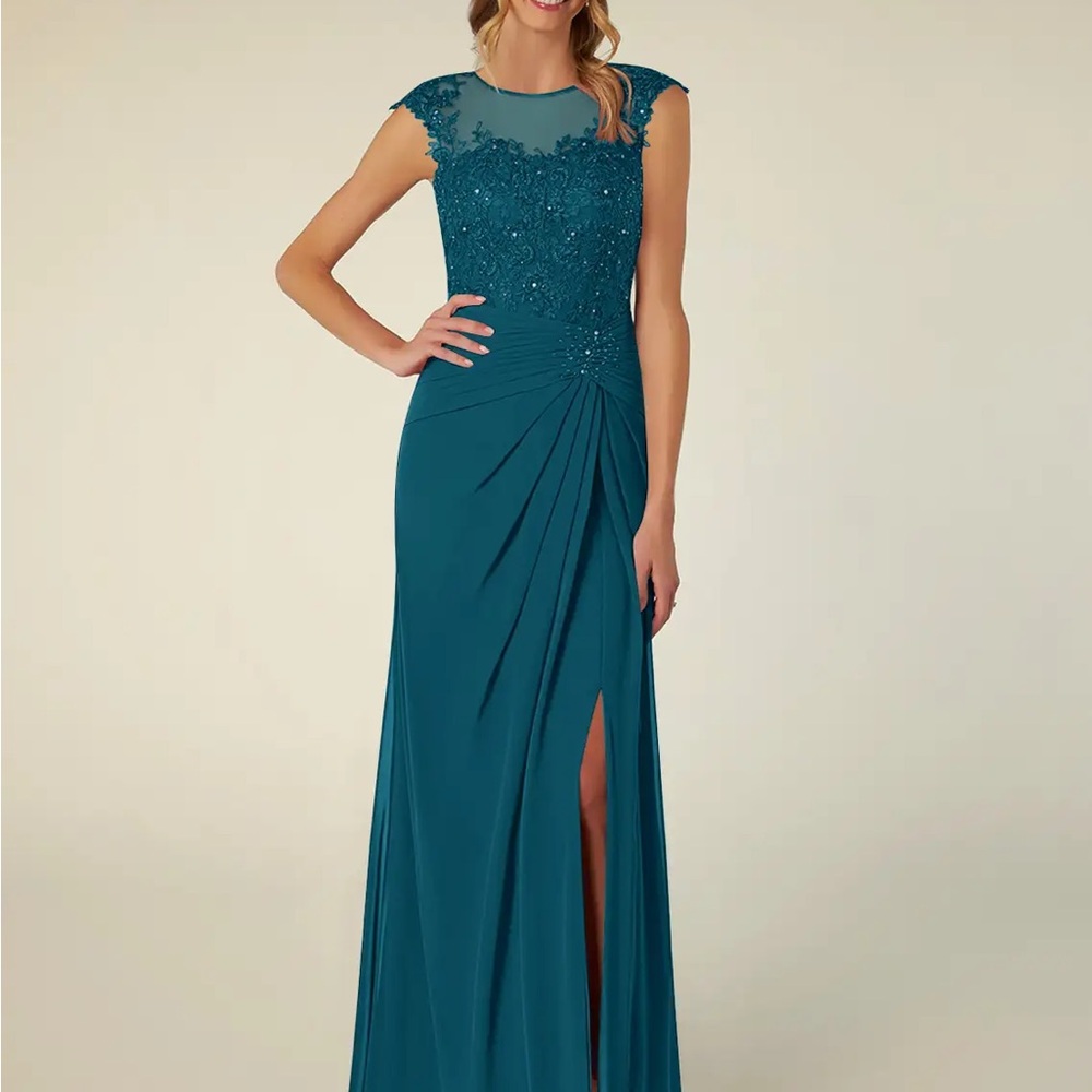 Azazie Deep Teal Embellished Gown